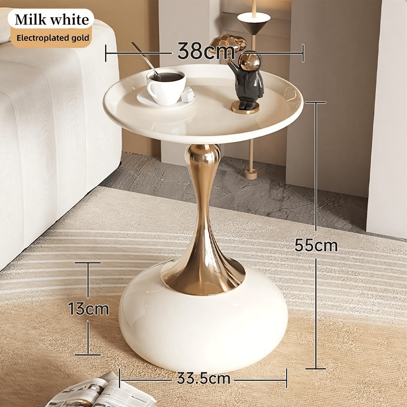 Ningqin Gold-White Side Table – Compact and Chic Design