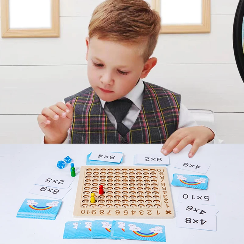 Wooden Multiplication Game for Children with Learning Cards – Maximo