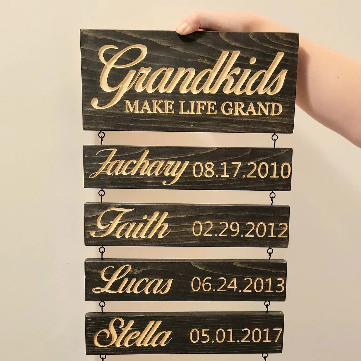 LegacyLuxe Custom Family Plaque | Elegant wooden family gift with engraved names and dates
