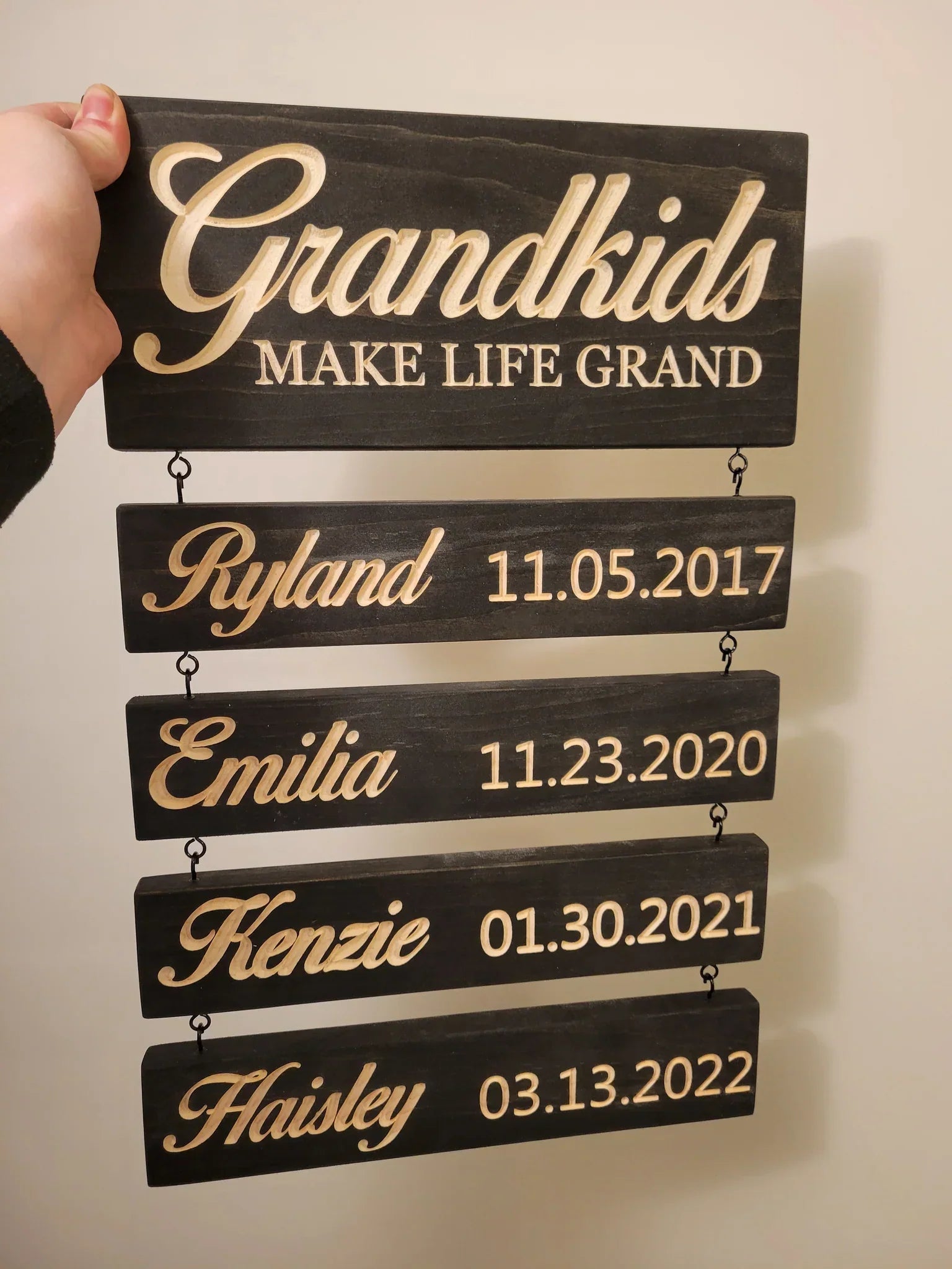 LegacyLuxe Custom Family Plaque | Elegant wooden family gift with engraved names and dates