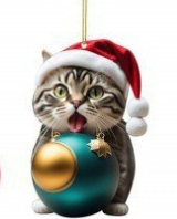 Christmas Cat Ornament - Cute Festive Tree Decoration