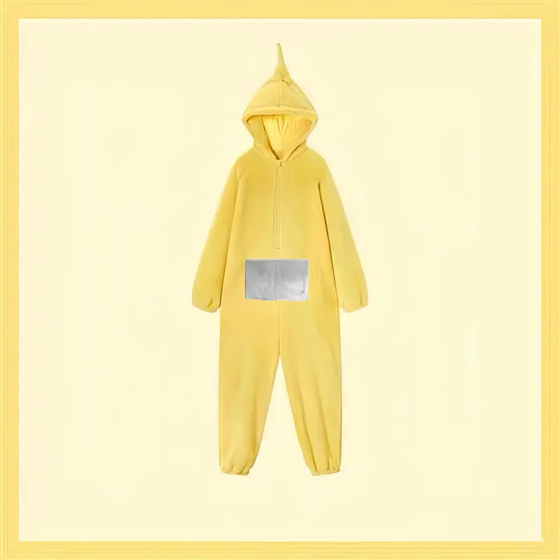 Teletubbies Pyjamas – Ultra-soft Flannel Jumpsuit with Hood for Halloween and Costume Play