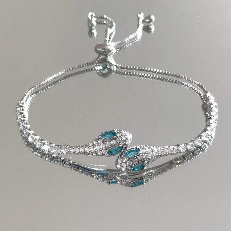 Silver Snake Bracelet with Zirconia – Lyra
