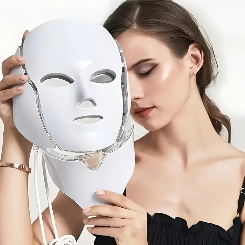7-Colour LED Face and Neck Mask – USB Rechargeable Skincare Device