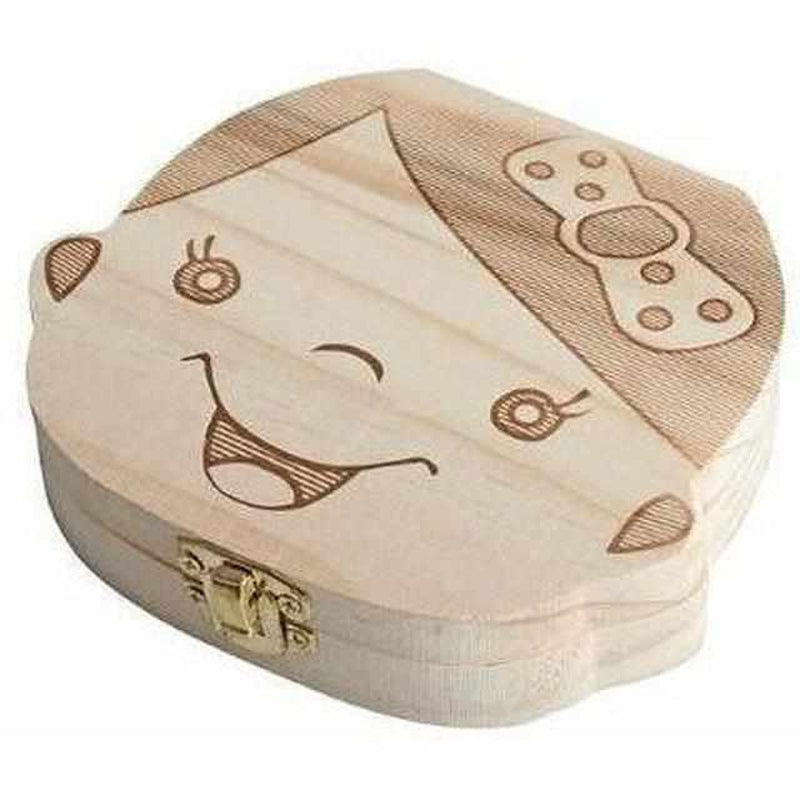 Wooden Box for Milk Teeth with Compartments to Remember the Tooth Transition
