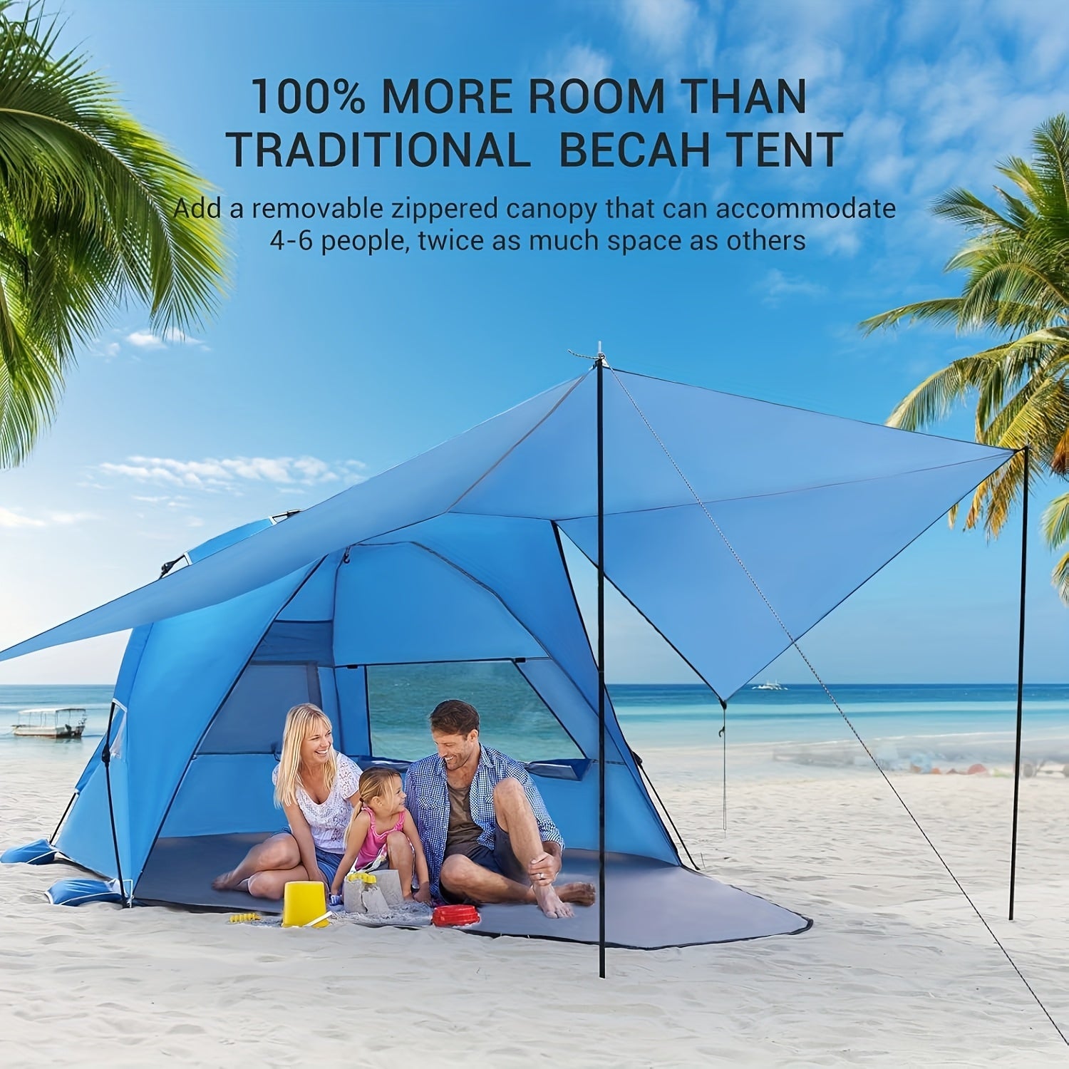BreezeShield Beach Tent – Lightweight and Spacious for 4-6 People