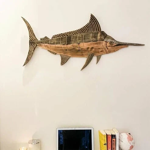OceanHaven Pine Whale Wall Ornament | Elegant handcrafted maritime decor for modern homes
