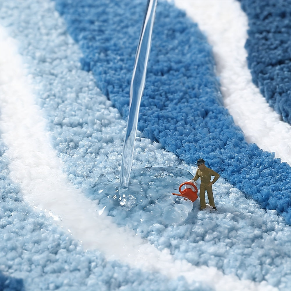 Geometric Bathroom Rug – Absorbent and Soft with Non-Slip Backing