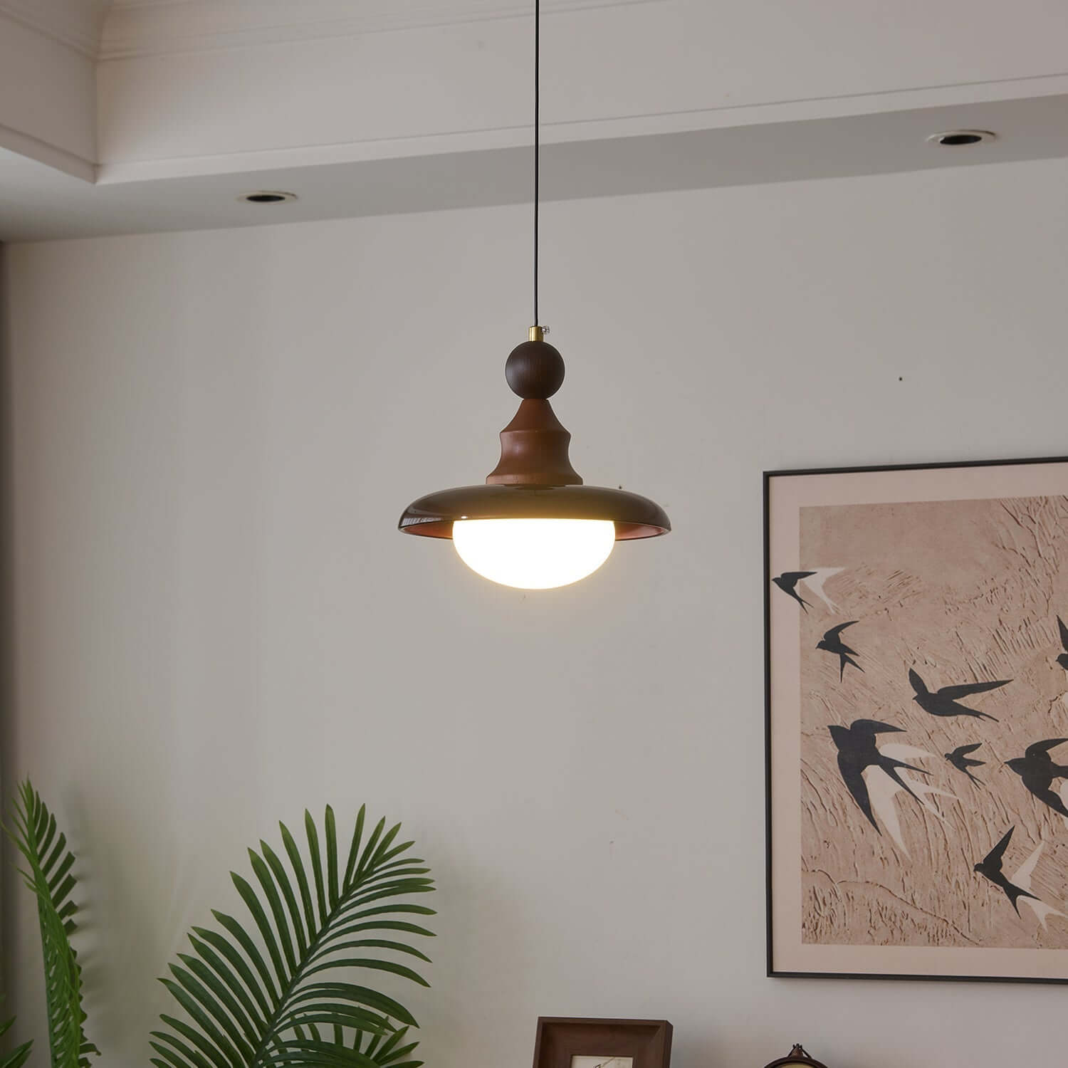Pendant Light with Wooden Accents