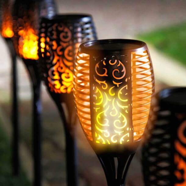 2x Solar Garden Lanterns - Atmospheric Outdoor Lighting