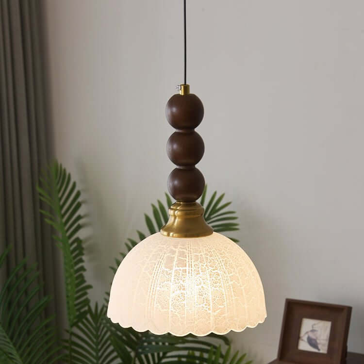 Pendant Light with Glass - Wood & Metal
