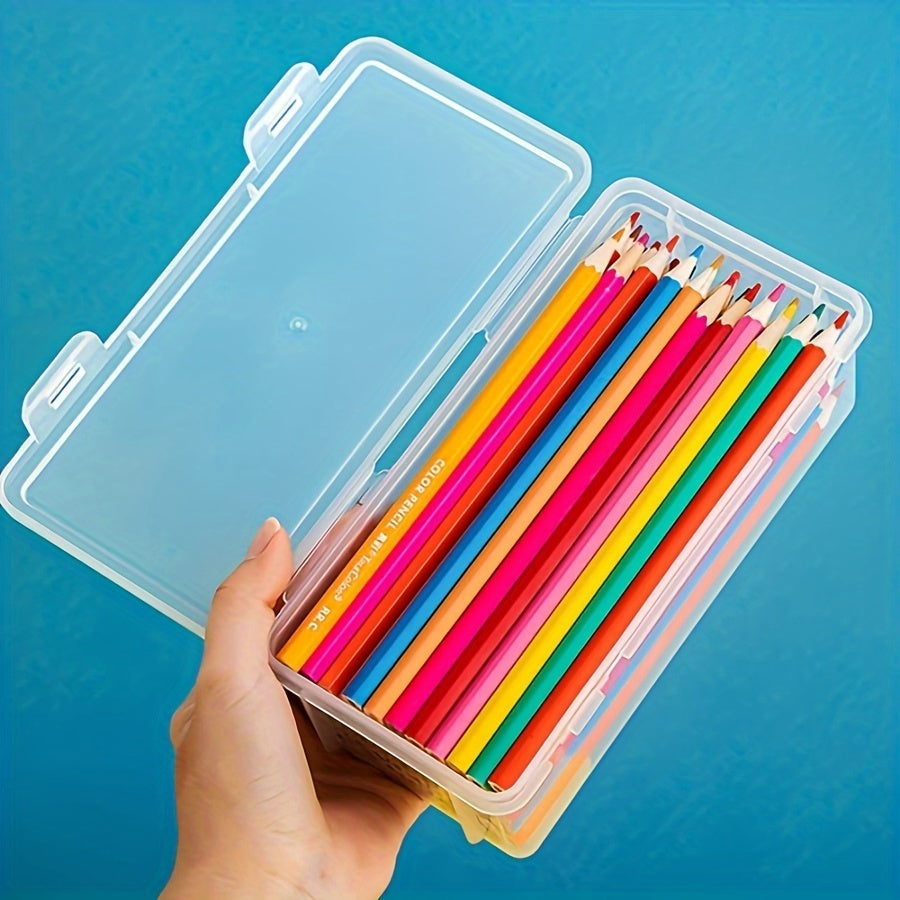 Transparent Storage Box - Practical and Durable for School Supplies