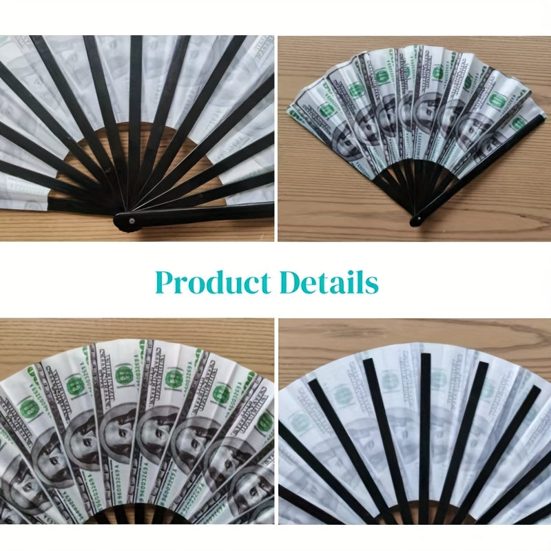 Large Money Print Folding Fan – Ideal for Festivals and Parties