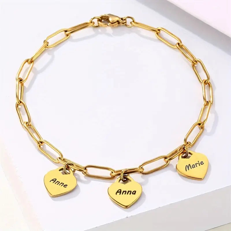 VeraLuxe Heartfelt Bracelet | Custom Engraved Heart Jewelry for Unforgettable Bonds