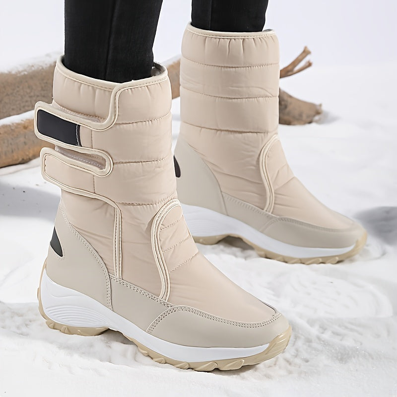 Ladies Mid-Cut Snow Boots – Warm Winter Boots with Anti-Slip Sole and Velcro Closure