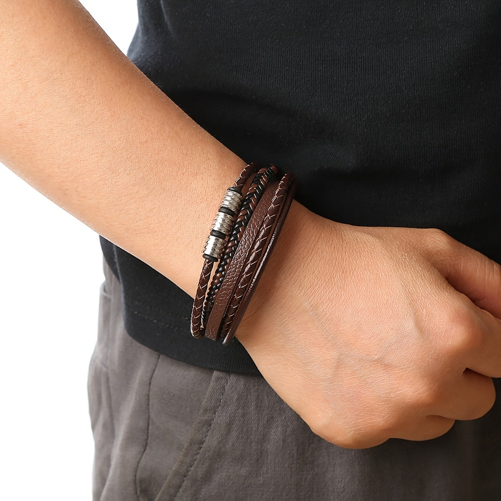 Refined Braided Leather Bracelet - For the Stylish Man