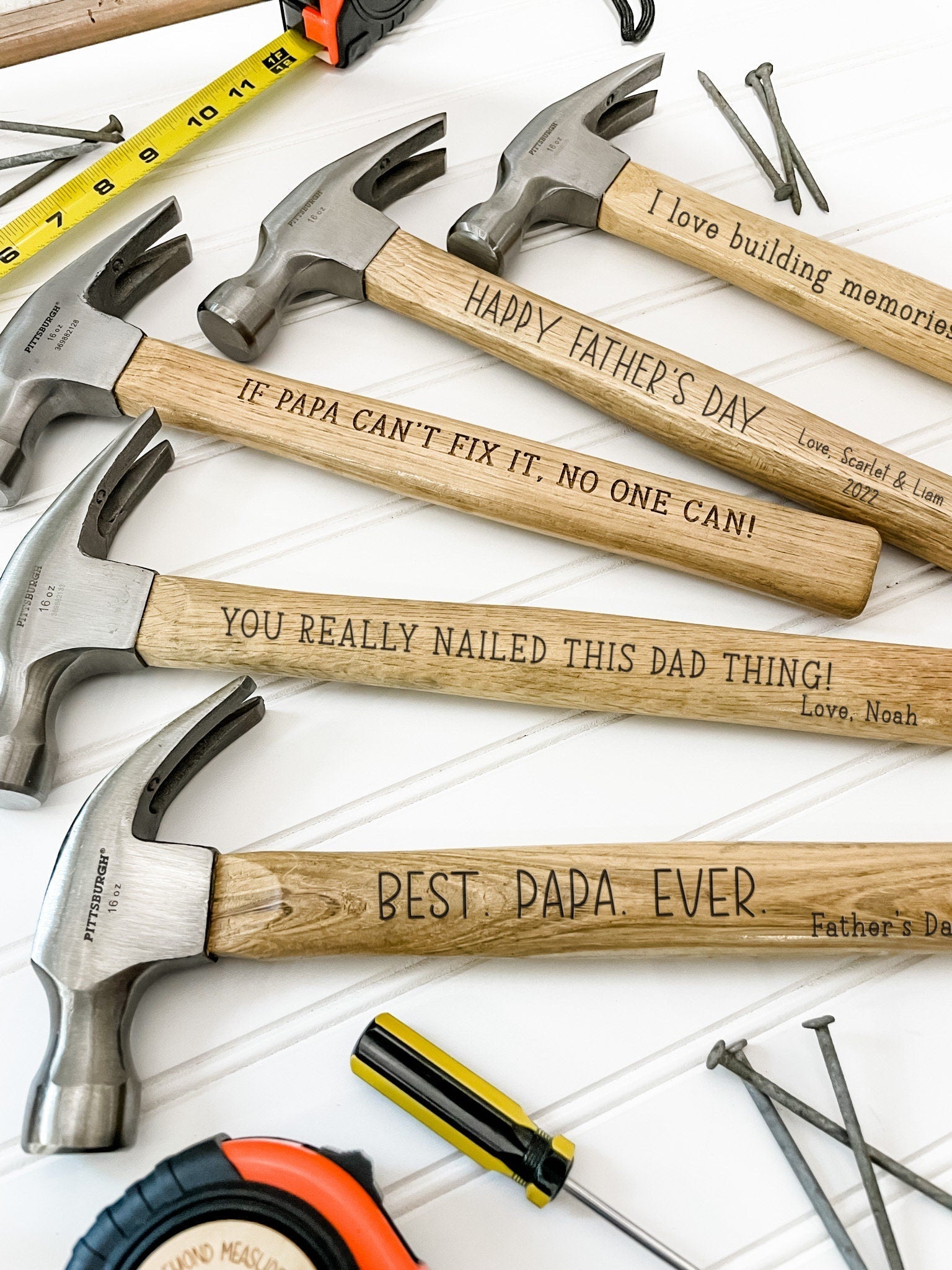 CraftBond Personalized Hammer & Tape Set | Custom hammer and measuring tape for practical and meaningful gifts