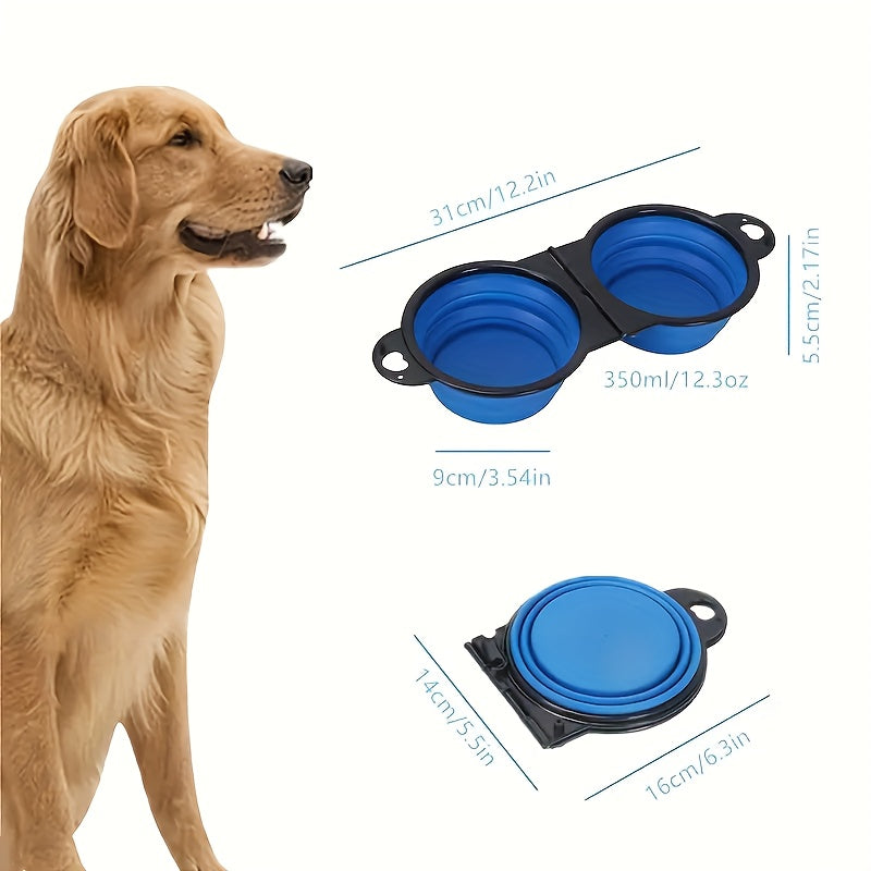 Foldable Double Dog Bowls – Convenient and Portable for Travel and Walking