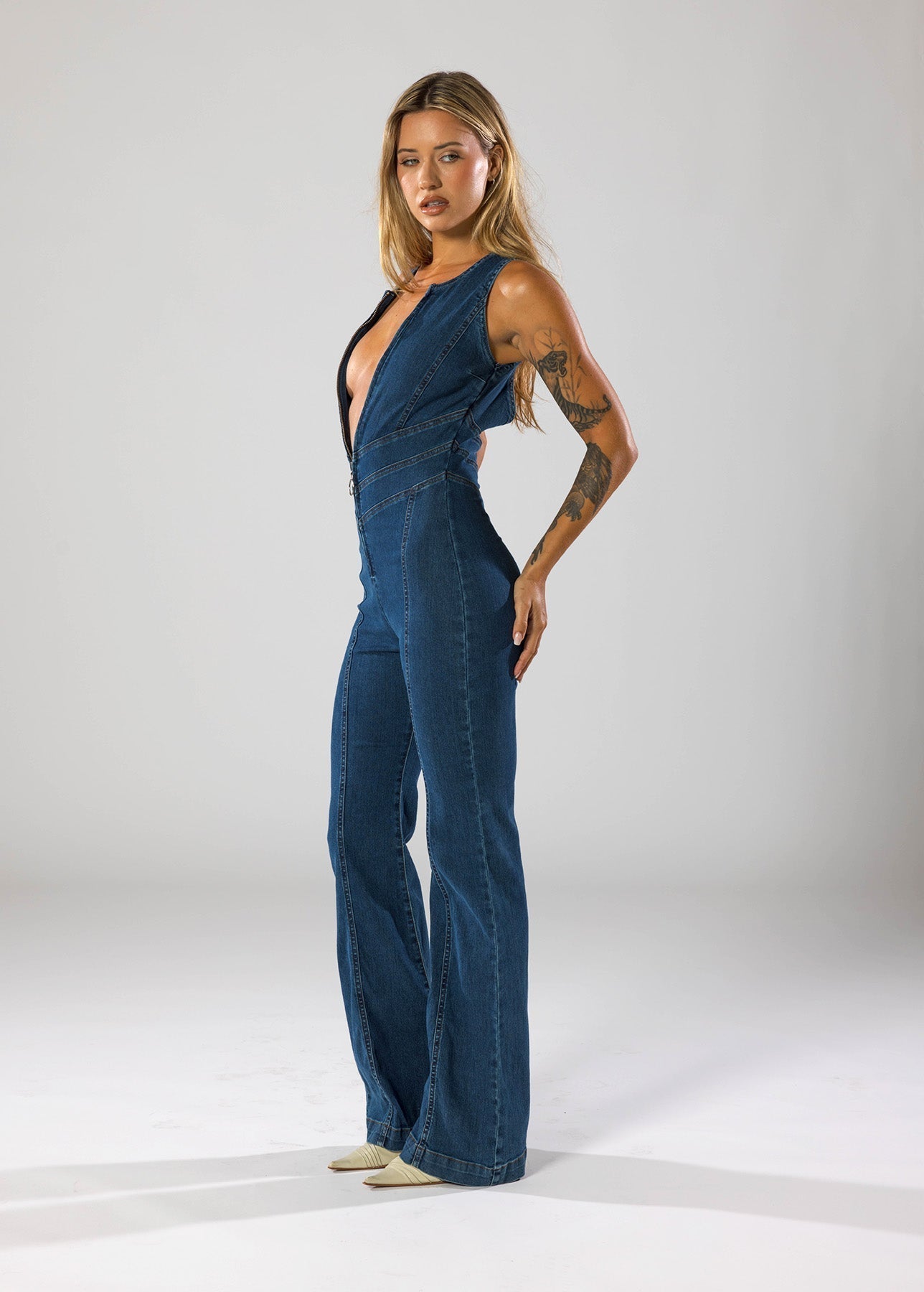 Miu | Denim Jumpsuit with Heart-Shaped Cut-Out