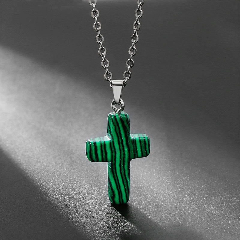 Necklace with Cross made of Natural Gemstones – Seraphina