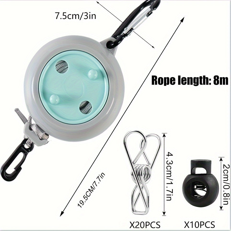 Portable Adjustable Washing Line – 8 Metre Long Camping Washing Line for Outdoor and Travel