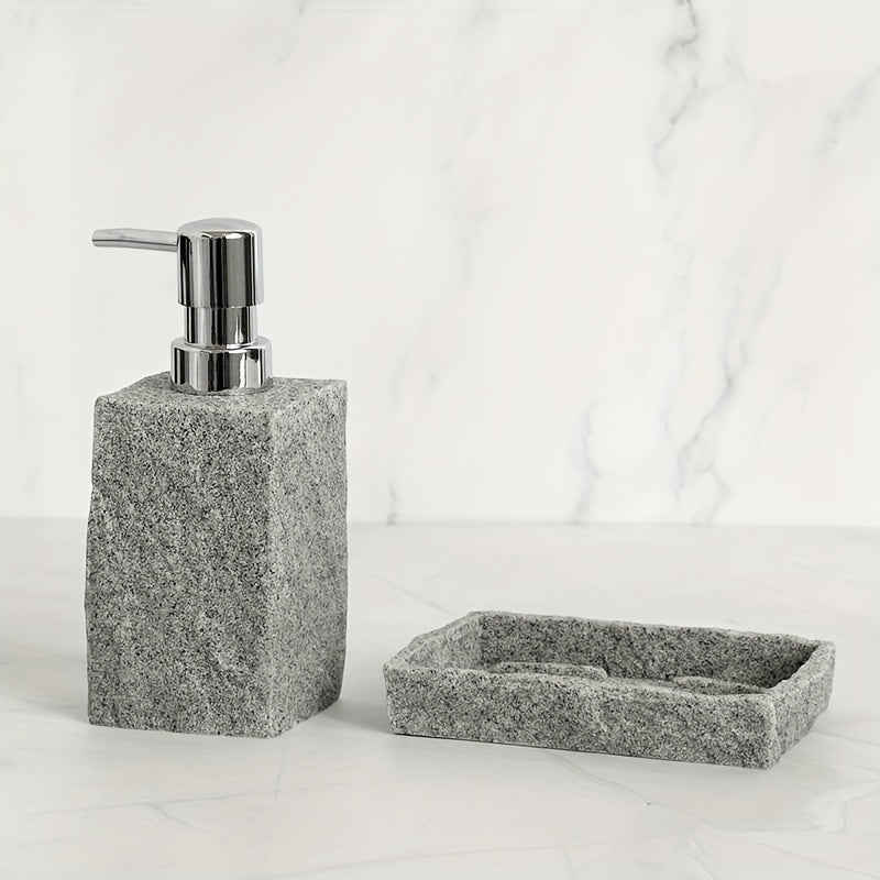 Grey Resin Bathroom Set – Luxury Set of 4 Pieces for an Elegant Bathroom