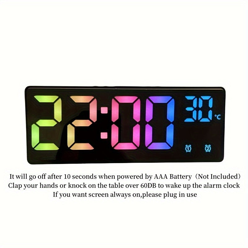RGB Digital Alarm Clock – Voice-Controlled, Dual Alarm and Temperature Display
