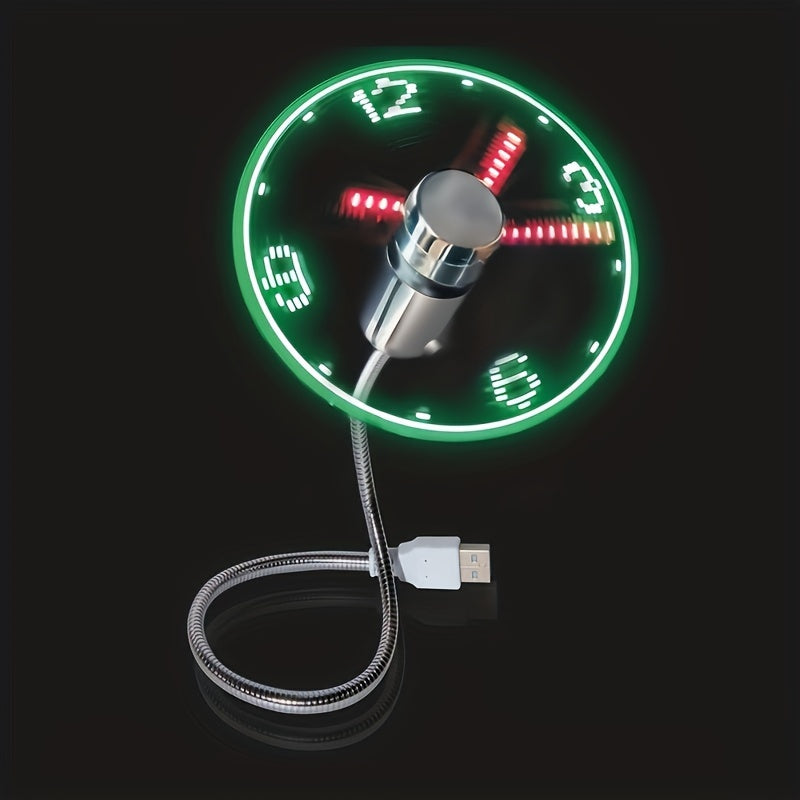Portable USB LED Clock Fan with Time Display
