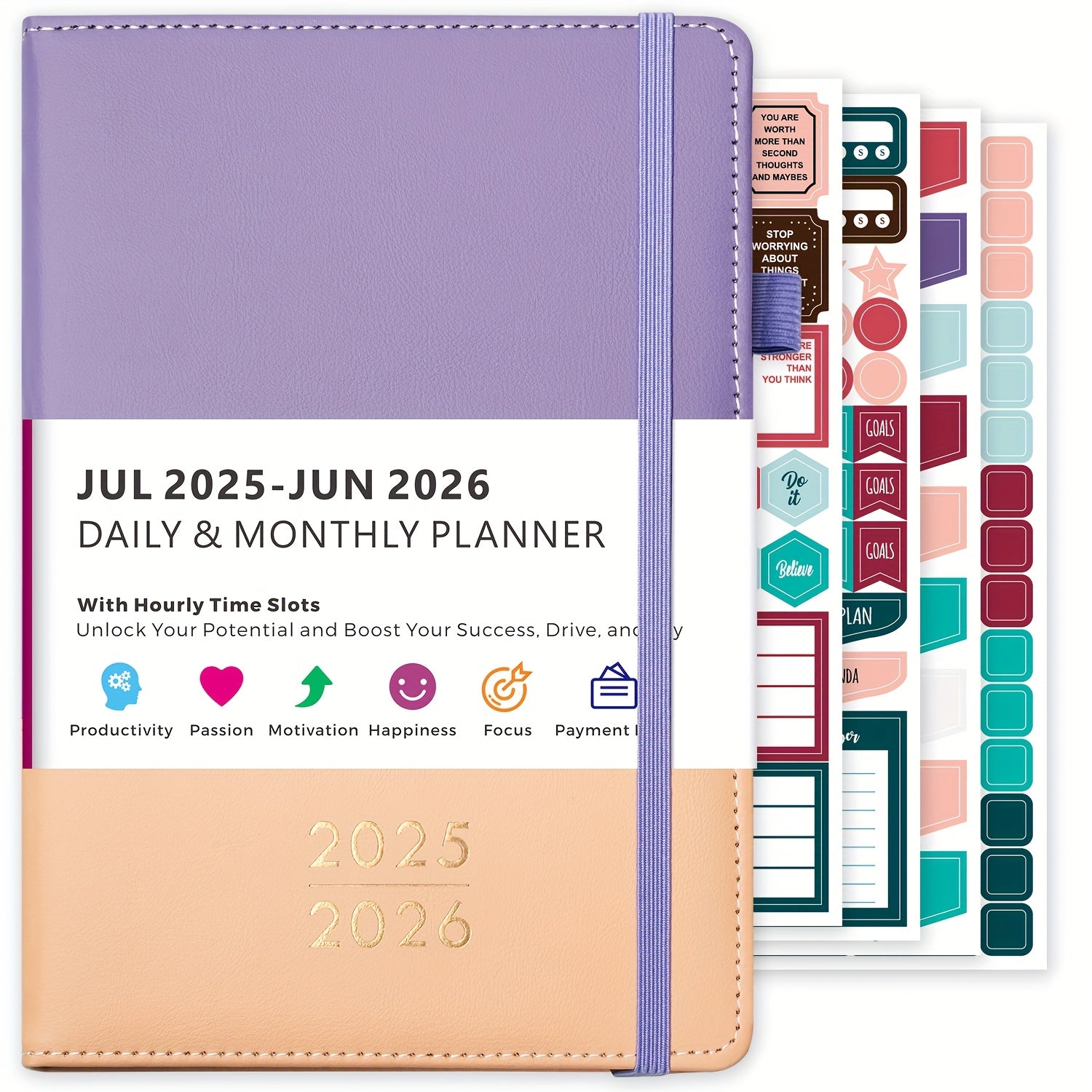 2025-2026 planner with monthly and daily schedule | Diary | Luxury leather planner with tabs and storage pocket