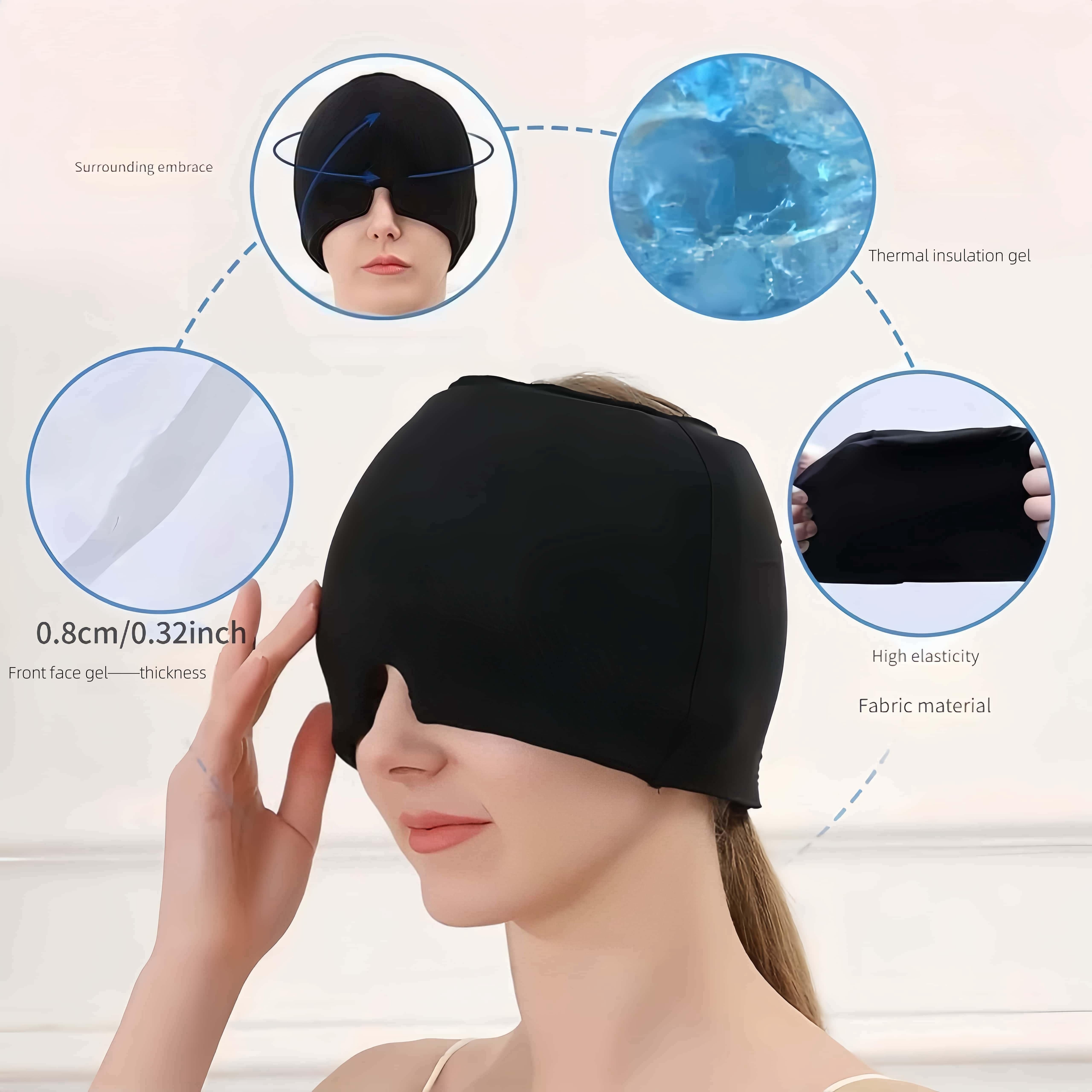 Migraine Hat with Cooling Gel – Cooling Headband for Relief from Migraine, Fever, and Fatigue