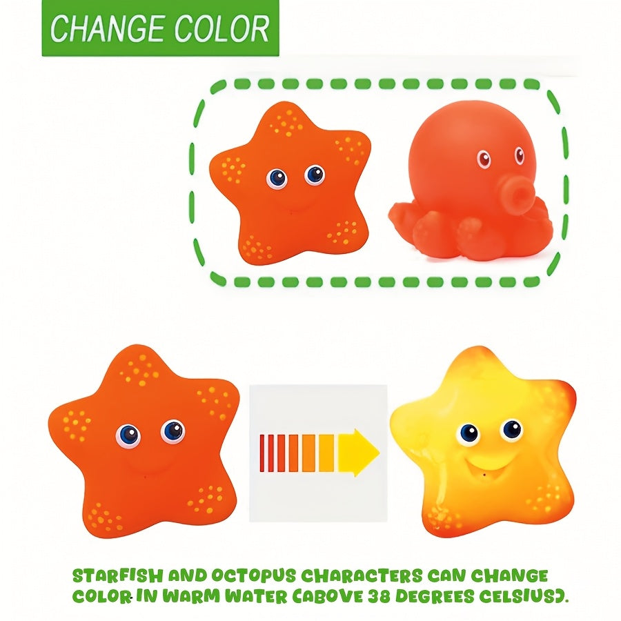 Bath Toy Set with Nets – Floating Sea Creatures and Water Sprayers