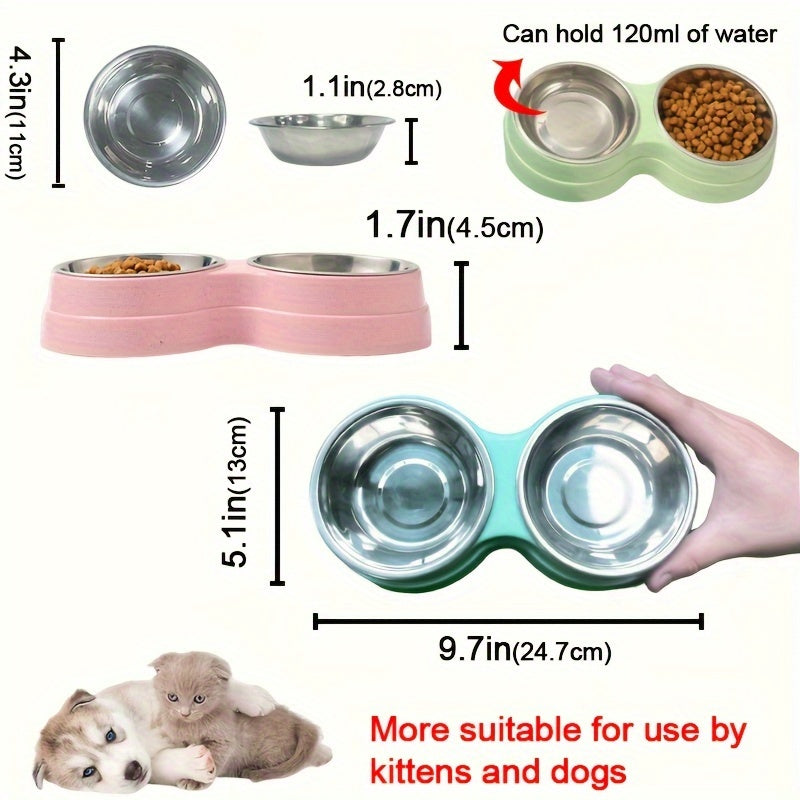 Stainless Steel Double Pet Bowl – Perfect for Feeding and Drinking