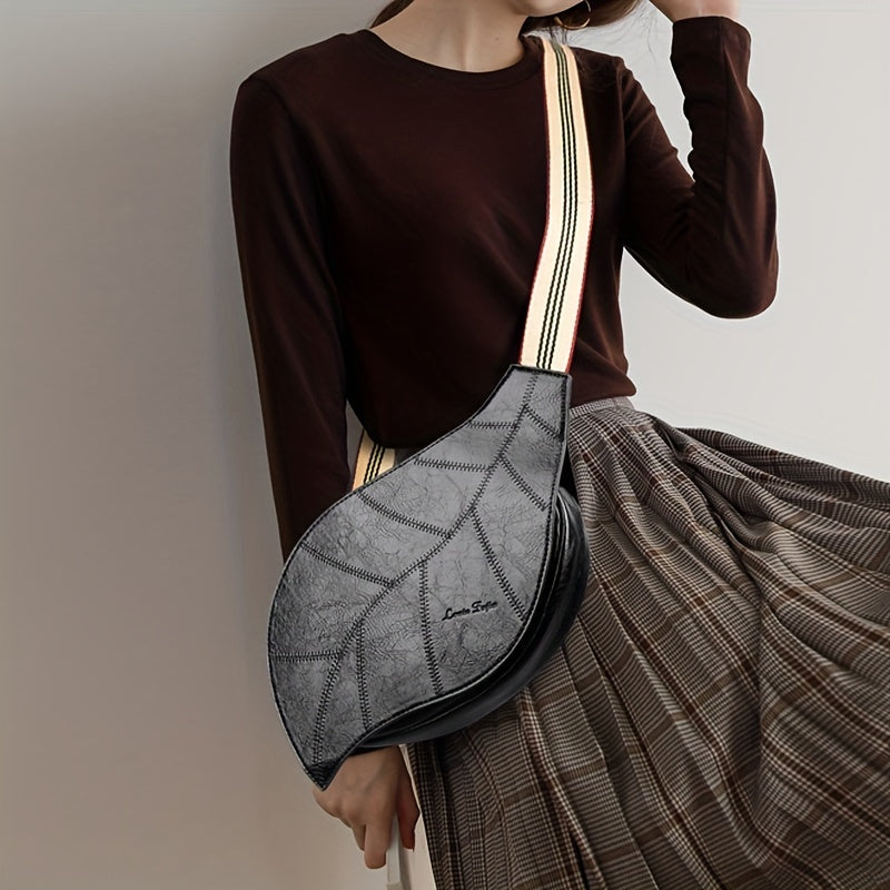 Vintage Faux Leather Crossbody Bag – Adjustable Strap with Buckle Closure