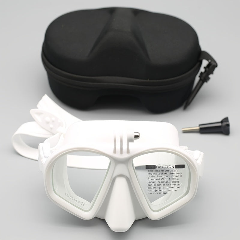 Tempered Diving Mask with Storage Case - Dive Goggles with Anti-Fog and Camera Mount
