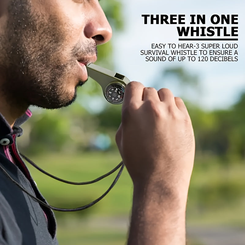 Emergency Whistle with Compass and Thermometer – Durable and Floating Design for Survival and Outdoor Adventures