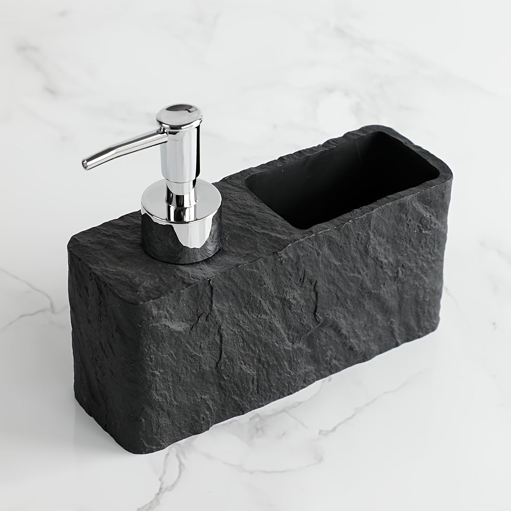 Stone Look Soap Dispenser with Sponge Holder – Stylish and Practical for Kitchen or Bathroom