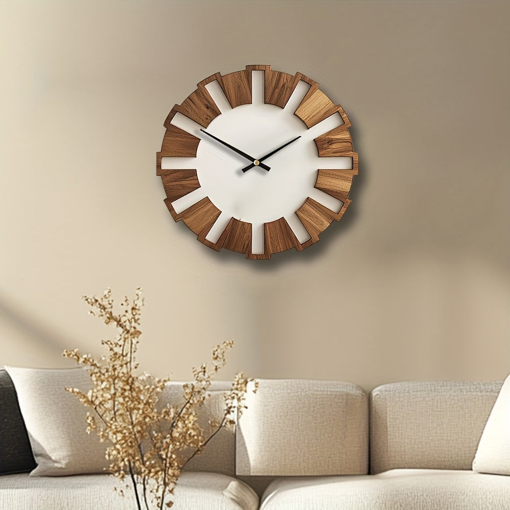 Rustic Wooden Wall Clock with Silent Movement – Timeless Design for Living Room, Office, and Bedroom