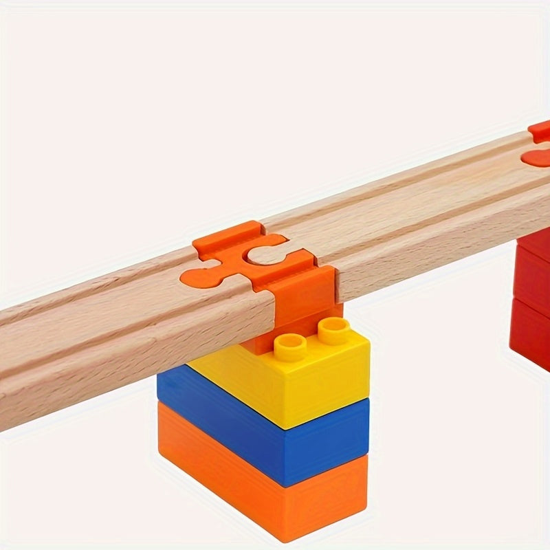 Set of 7-14 Colourful Wooden Track Adapters – Adjustable Connectors for Modelling