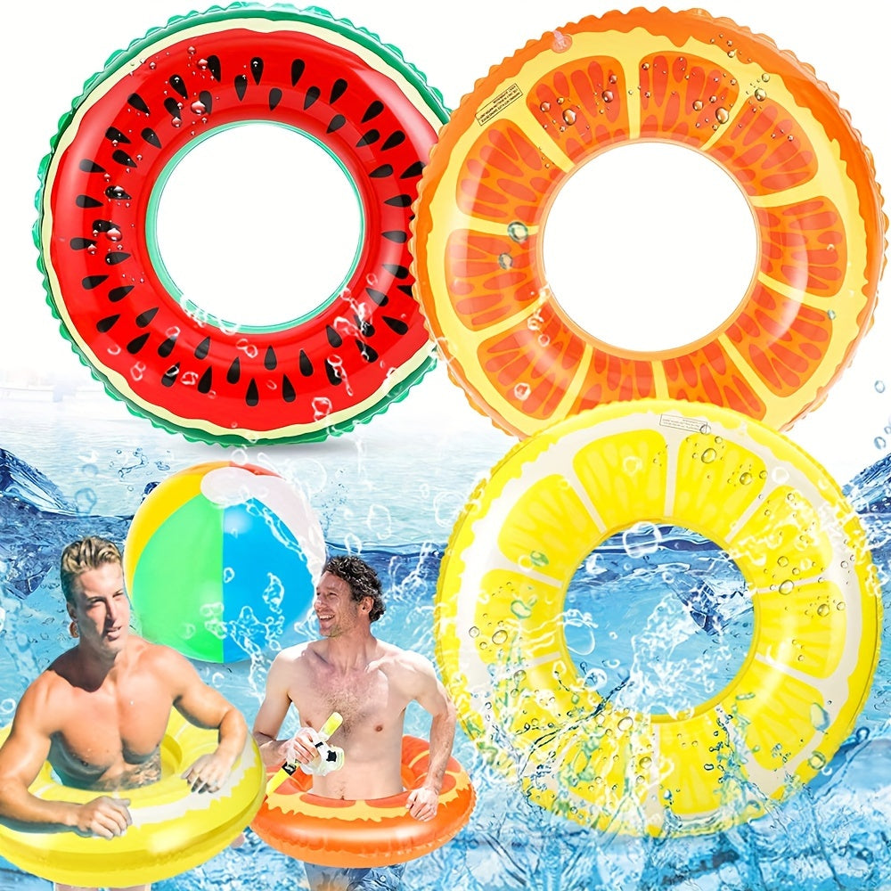 Fruit-Themed Inflatable Pool Floats – Set of 3 Durable Rings