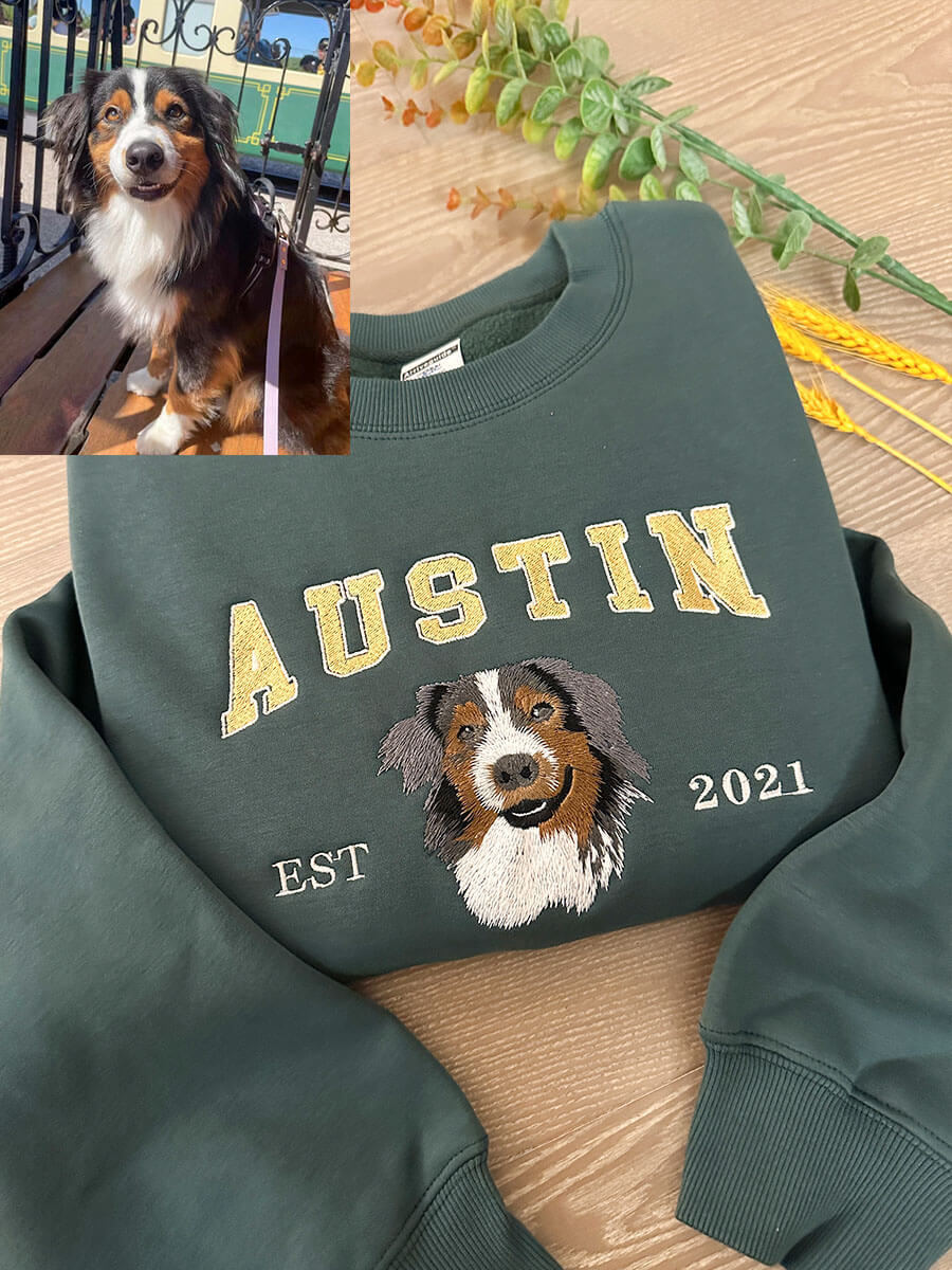 TailorPaws Custom Pet Sweatshirt | Stylish Personalized Keepsake with High-Quality Embroidery