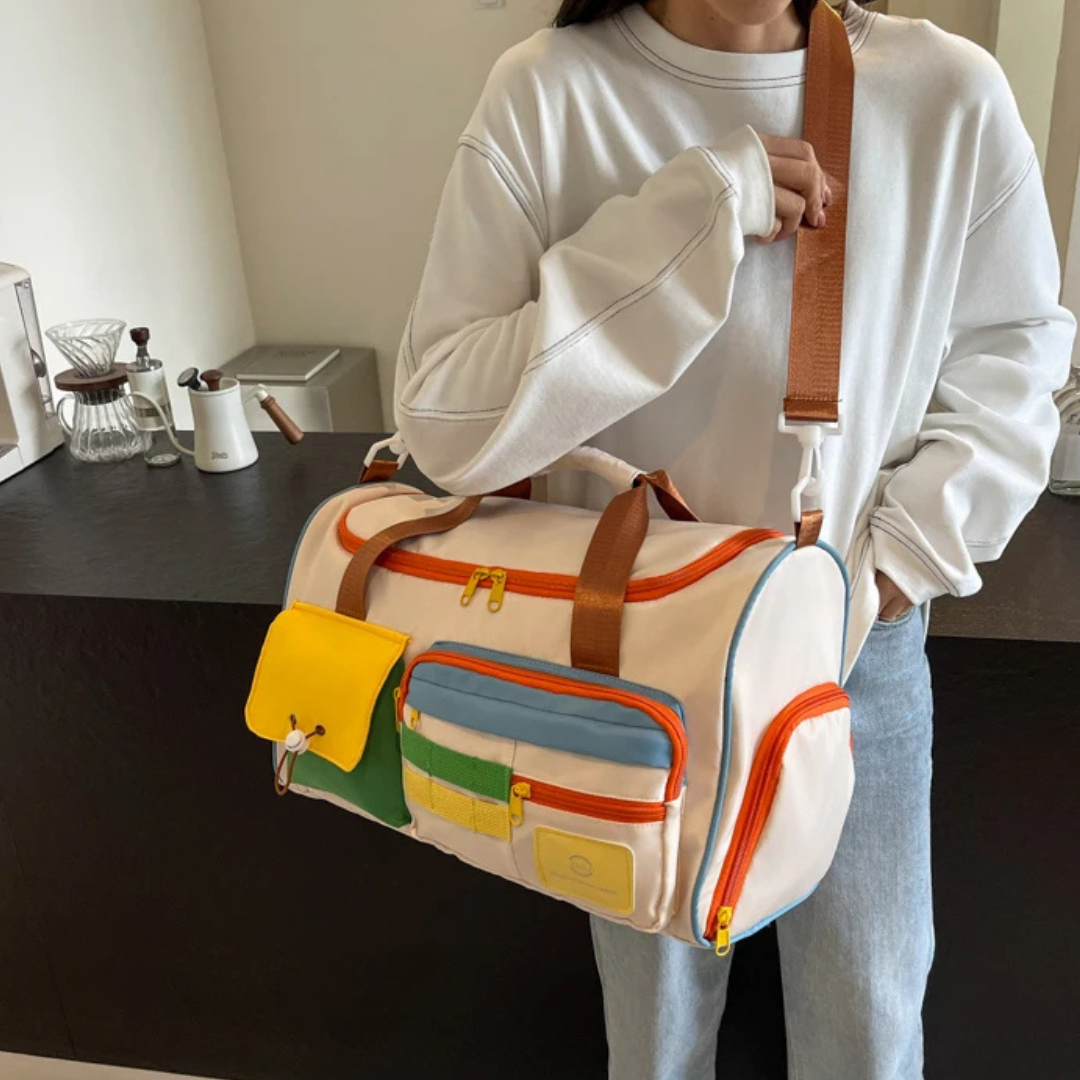 Lightweight Duffel Bag with Colour Blocks - FlexaBag