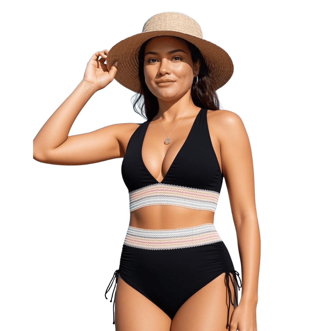 Elegant, high-waisted sculpting bikini