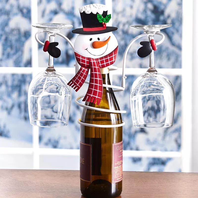 Festive Cheers Wine Glass Holder – Santa & Snowman Design for Festive Tables