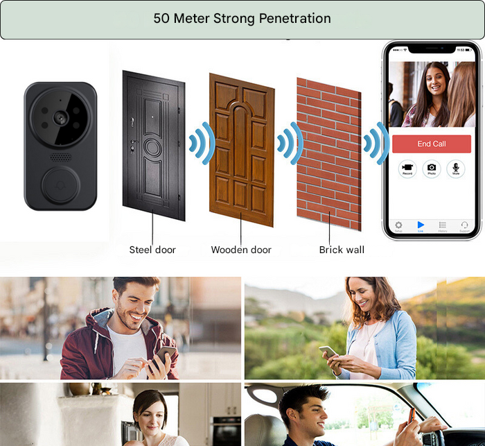 Black Smart Wi-Fi Doorbell with Camera – Noctiq