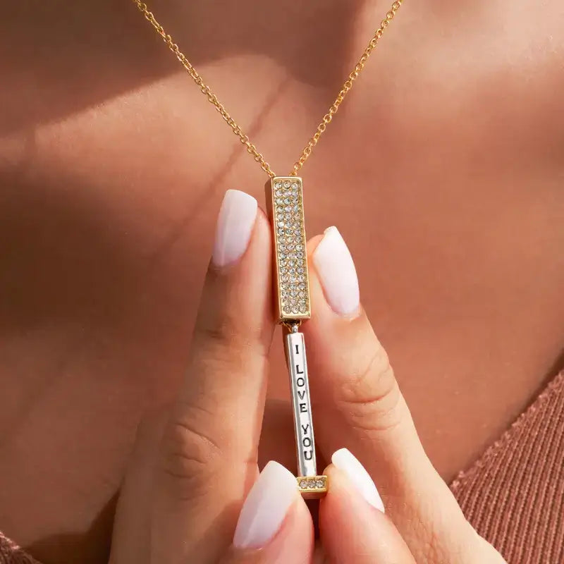 AmaraBloom Luxury Keepsake Necklace | Engraved zirconia pendant for cherished connections