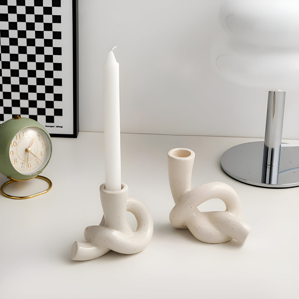 Minimalist Ceramic Knot Candle Holder – Stylish Home Decoration