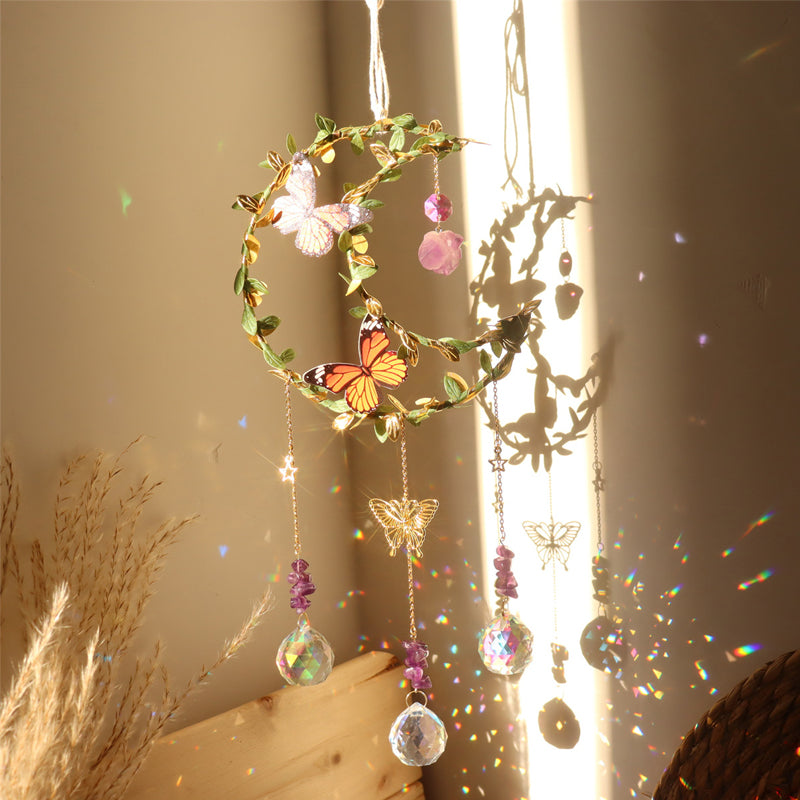 PrismaVibe Enchanted Crystal Catcher | Magical Moon and Star Light Decor for Home Interiors