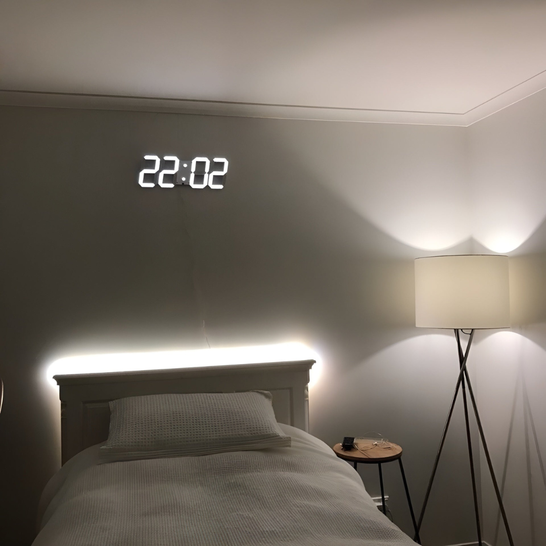 Nyvox | Futuristic LED Wall Clock with 3D Technology | Modern Digital Time Display for Living Room and Office | Easy Operation | Stylish Wall Decoration | Minimalist Design | Digital Display
