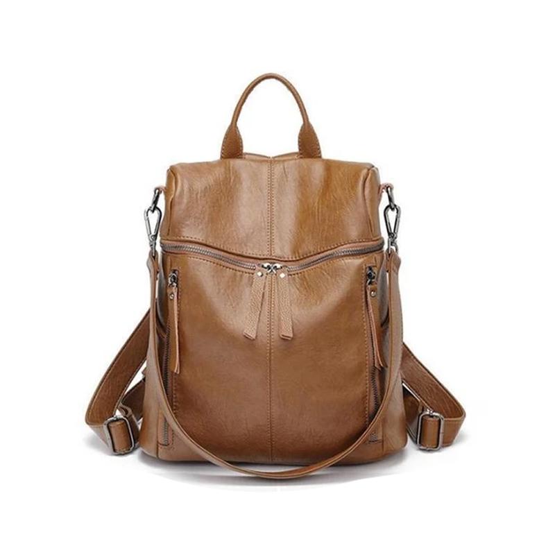 Large Capacity Rucksack - Full Leather