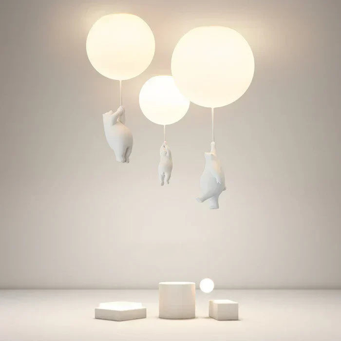 Children's Pendant Light | Bear and Balloon Design | CloudBear | Playful and Unique Design | LED Lighting | High-Quality Plastic and Metal | For Children's Bedrooms | 40 cm Diameter